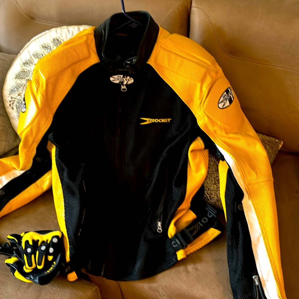 Racing jacket, yellow, and black